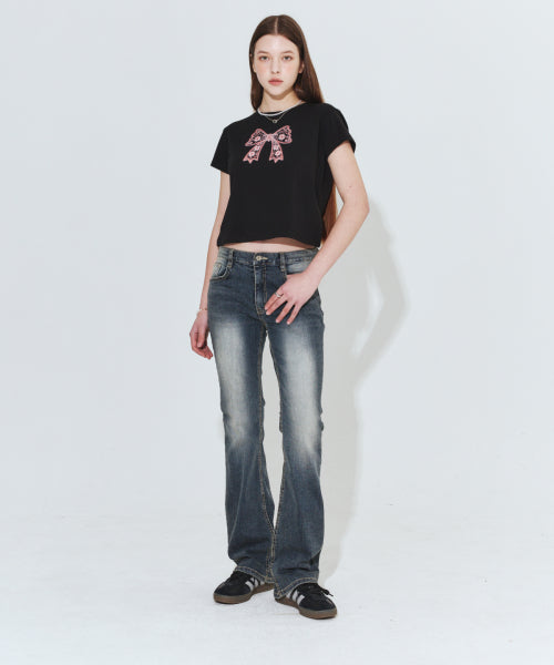 RIBBON T-SHIRT - 2 COLORS BLACK
