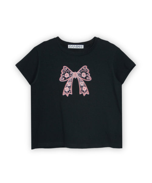 RIBBON T-SHIRT - 2 COLORS BLACK