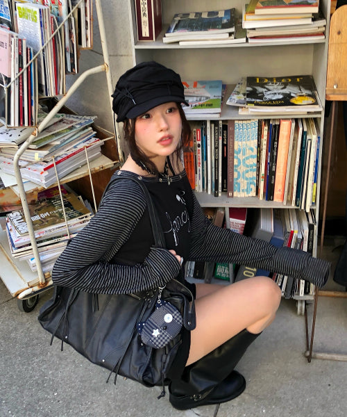 BELTED WASHED BAG F25ZE990 - 5 COLORS BLACK