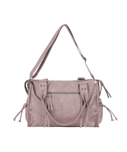 FANCY CLUB BELTED WASHED LEATHER BAG - 5 COLORS BABY PINK