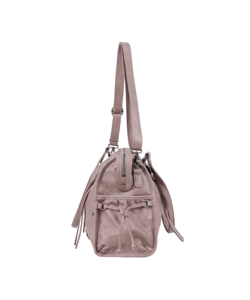 FANCY CLUB BELTED WASHED LEATHER BAG - 5 COLORS BABY PINK