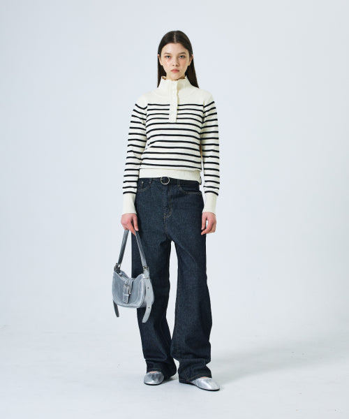 STRIPE KNIT COLLAR - 2 COLORS IVORY