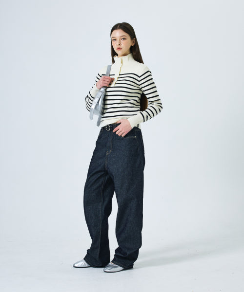STRIPE KNIT COLLAR - 2 COLORS IVORY