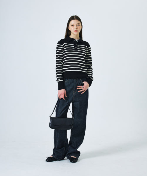 STRIPE KNIT COLLAR - 2 COLORS BLACK