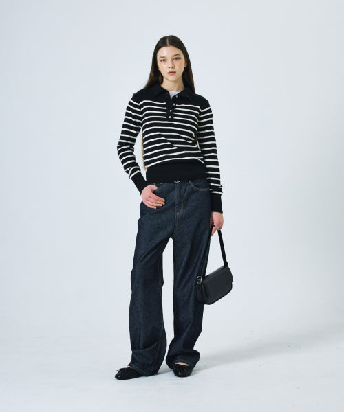 STRIPE KNIT COLLAR - 2 COLORS BLACK