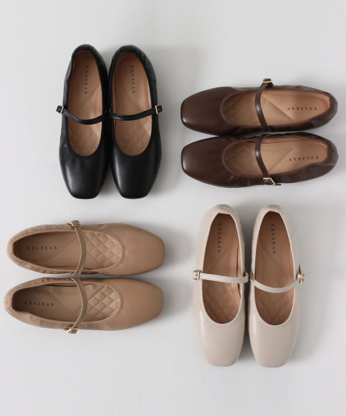 LUNEL MARY JANE SHIRRING FLATS - 4 COLORS BLACK