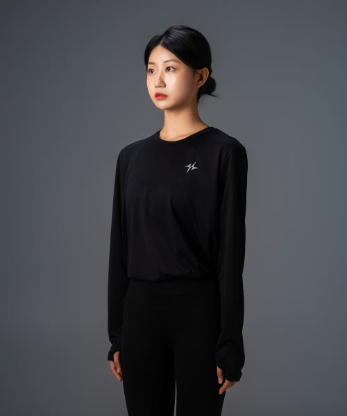 MICRO MESH PERFORMANCE RUNNING LONG SLEEVE - 6 COLORS BLACK