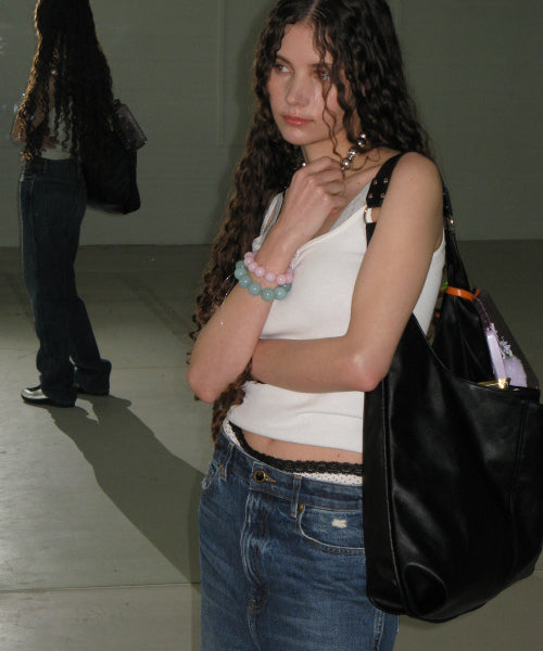 SLASH HOBO BAG (CREAM) - 2 COLORS BLACK