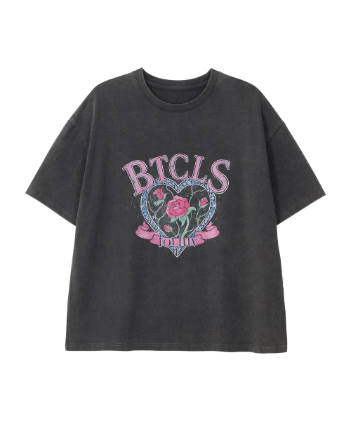 GLASSY ROSE PIGMENT TEE - CHARCOAL