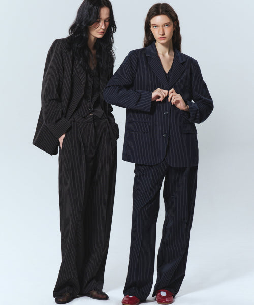 TAILORED STRIPE SUIT SET UP #徐睿知同款! - 2 COLORS BLACK