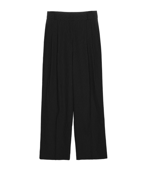 TAILORED STRIPE PINTUCK SLACKS #徐睿知同款! - 2 COLORS BLACK
