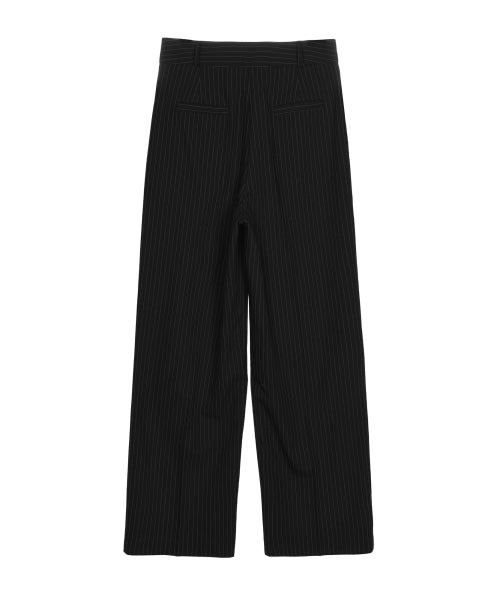 TAILORED STRIPE PINTUCK SLACKS #徐睿知同款! - 2 COLORS BLACK