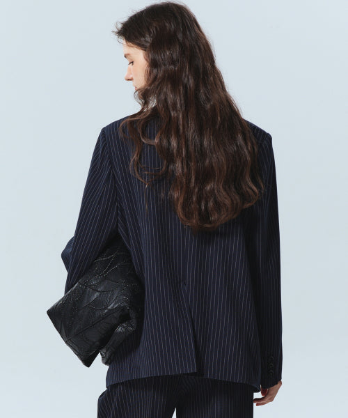 TAILORED STRIPE SINGLE JACKET #徐睿知同款! - 2 COLORS NAVY