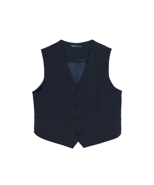 TAILORED STRIPE SINGLE VEST #徐睿知同款! - 2 COLORS NAVY