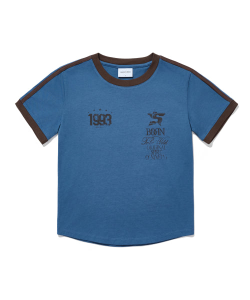 93 TRACK CROP RINGER T-SHIRT - 5 COLORS BLUE