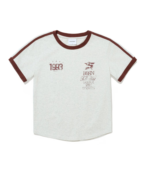 93 TRACK CROP RINGER T-SHIRT - 5 COLORS BEIGE