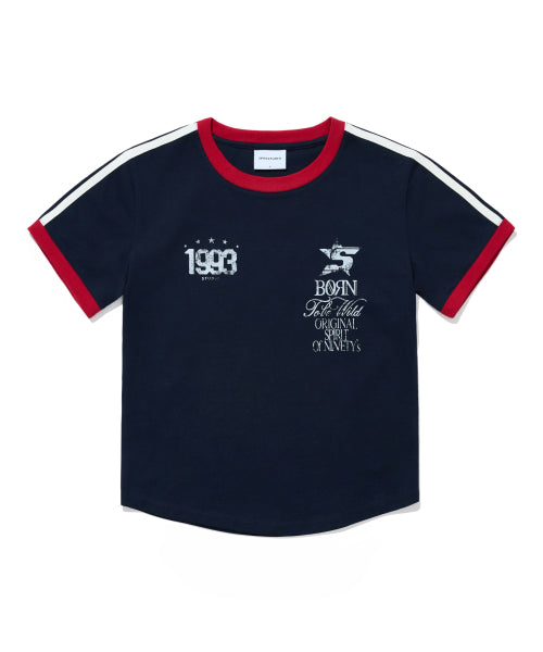 93 TRACK CROP RINGER T-SHIRT - 5 COLORS NAVY