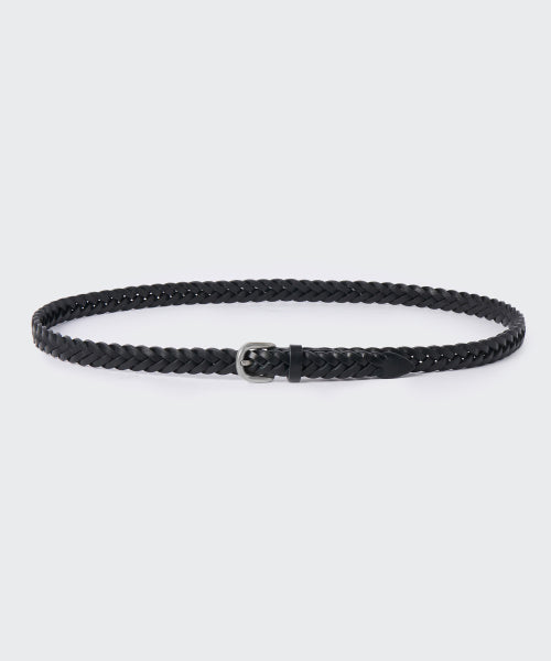 WOMENS LEATHER WEAVING THIN BELT 15MM #韓韶禧同款! - 2 COLORS BLACK