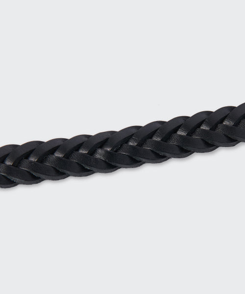 WOMENS LEATHER WEAVING THIN BELT 15MM #韓韶禧同款! - 2 COLORS BLACK
