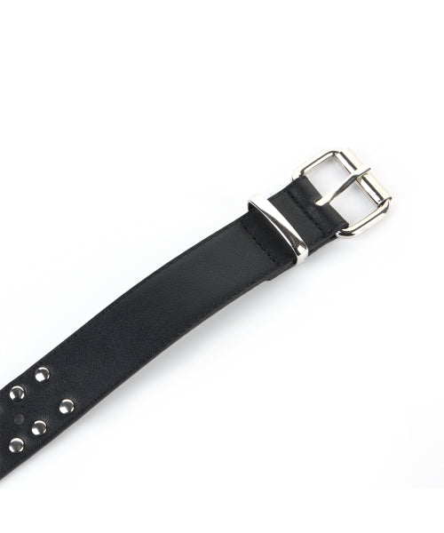 TWO RING RIVET LEATHER BELT #徐睿知同款! BLACK