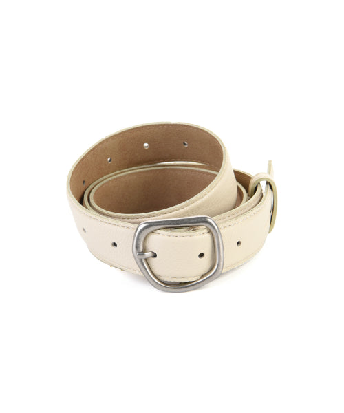 MIDDLE BUCKLE LEATHER BELT #徐睿知同款! - 3 COLORS CREAM