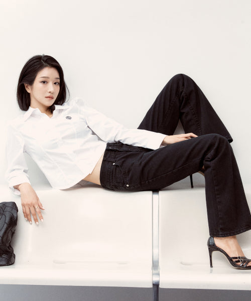 LOW-RISE BOOTS CUT PANTS #徐睿知同款! BLACK