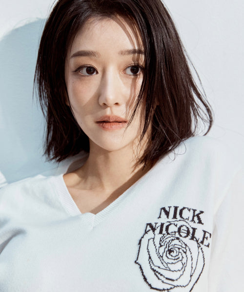 NICOLE MINI ROSE JAQUARD KNIT #徐睿知同款! - 3 COLORS IVORY