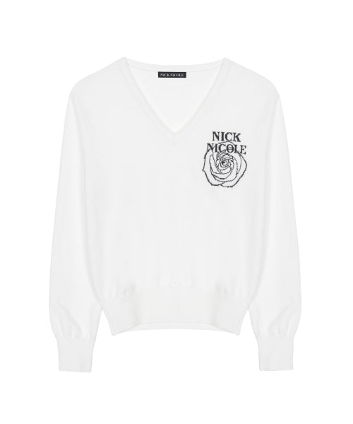 NICOLE MINI ROSE JAQUARD KNIT #徐睿知同款! - 3 COLORS IVORY