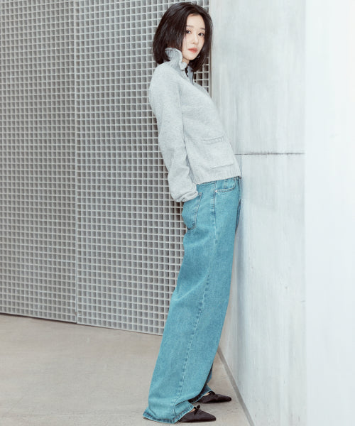 VINTAGE WASHED STRAIGHT DENIM PANTS #徐睿知同款! BLUE
