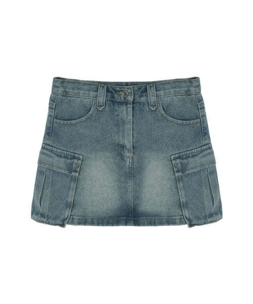 VINTAGE CARGO MINI DENIM SKIRT #徐睿知同款! BLUE