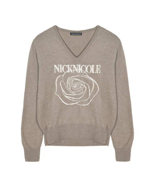 NICOLE ROSE JAQUARD PULLOVER KNIT #徐睿知同款! - 5 COLORS BROWN