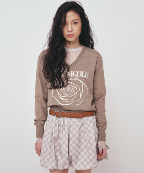 NICOLE ROSE JAQUARD PULLOVER KNIT #徐睿知同款! - 5 COLORS BROWN