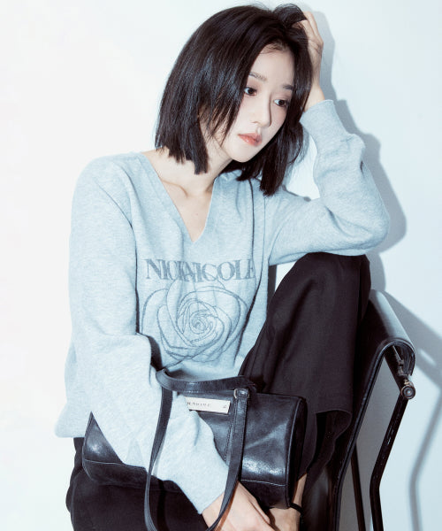 NICOLE ROSE JAQUARD PULLOVER KNIT #徐睿知同款! - 5 COLORS GREY
