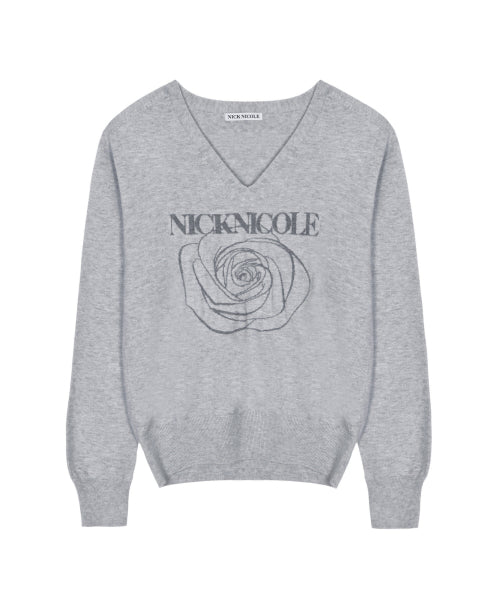 NICOLE ROSE JAQUARD PULLOVER KNIT #徐睿知同款! - 5 COLORS GREY