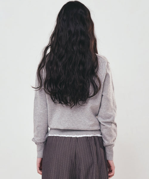 NICOLE ROSE JAQUARD PULLOVER KNIT #徐睿知同款! - 5 COLORS GREY
