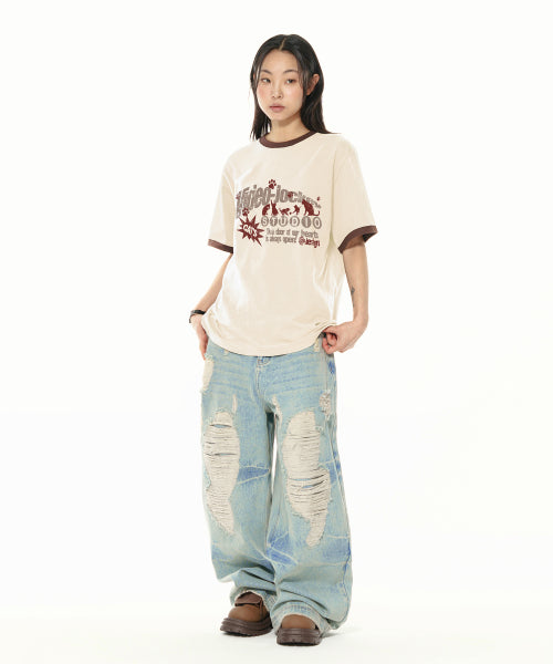 CATS GATHER RINGER TEE - 2 COLORS