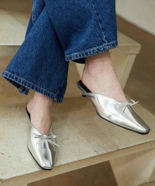 RIBBON MULE EMMA SILVER