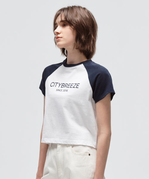 CITY RAGLAN COLOR BLOCK CROP SHORT SLEEVE TEE - 2 COLORS