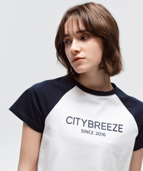 CITY RAGLAN COLOR BLOCK CROP SHORT SLEEVE TEE - 2 COLORS