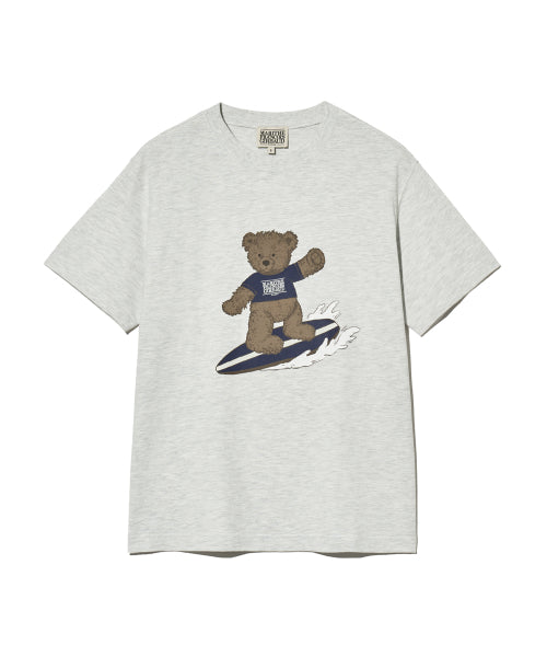 SURFING DOODLE BEAR TEE LIGHT HEATHER - 3 COLORS GREY