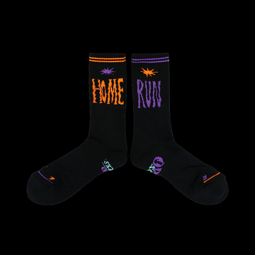 COOLMAX MARATHON RUNNING CREW SOCKS - HOME RUN BLACK