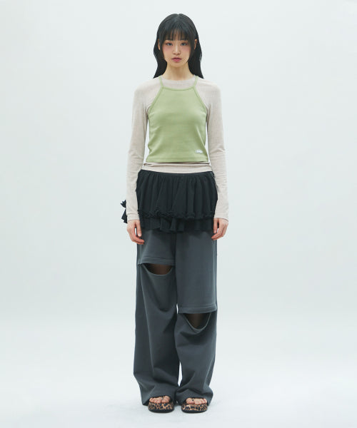 DOUBLE LAYERED LONG SLEEVE TEE GREEN