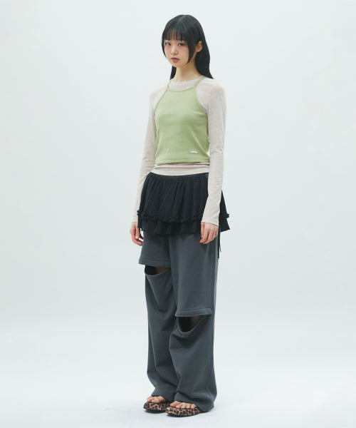 DOUBLE LAYERED LONG SLEEVE TEE GREEN