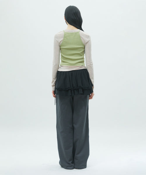 DOUBLE LAYERED LONG SLEEVE TEE GREEN