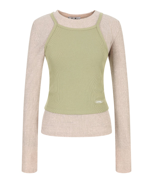 DOUBLE LAYERED LONG SLEEVE TEE GREEN