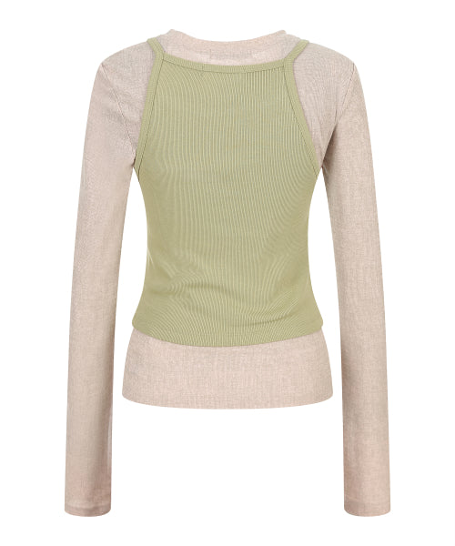 DOUBLE LAYERED LONG SLEEVE TEE GREEN