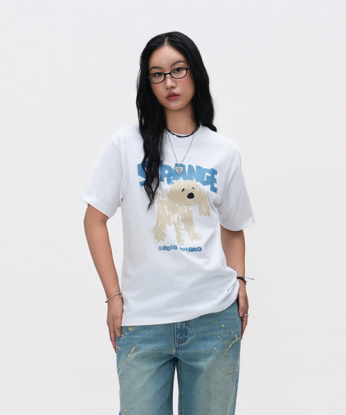 STRANGE PUPPY TEE - 5 COLORS WHITE
