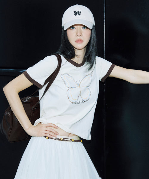 MINI BUTTERFLY BLINK BALL CAP #徐睿知同款! - 8 COLORS BEIGE
