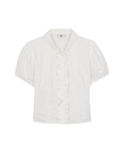 PINTUCK FRILL BLOUSE - 3 COLORS WHITE