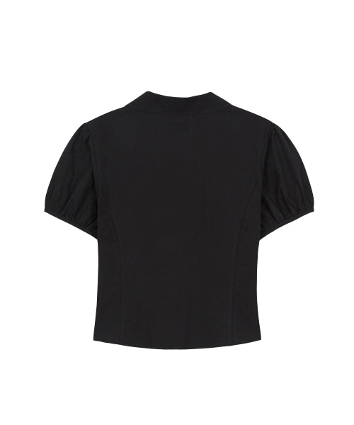 PINTUCK FRILL BLOUSE - 3 COLORS BLACK